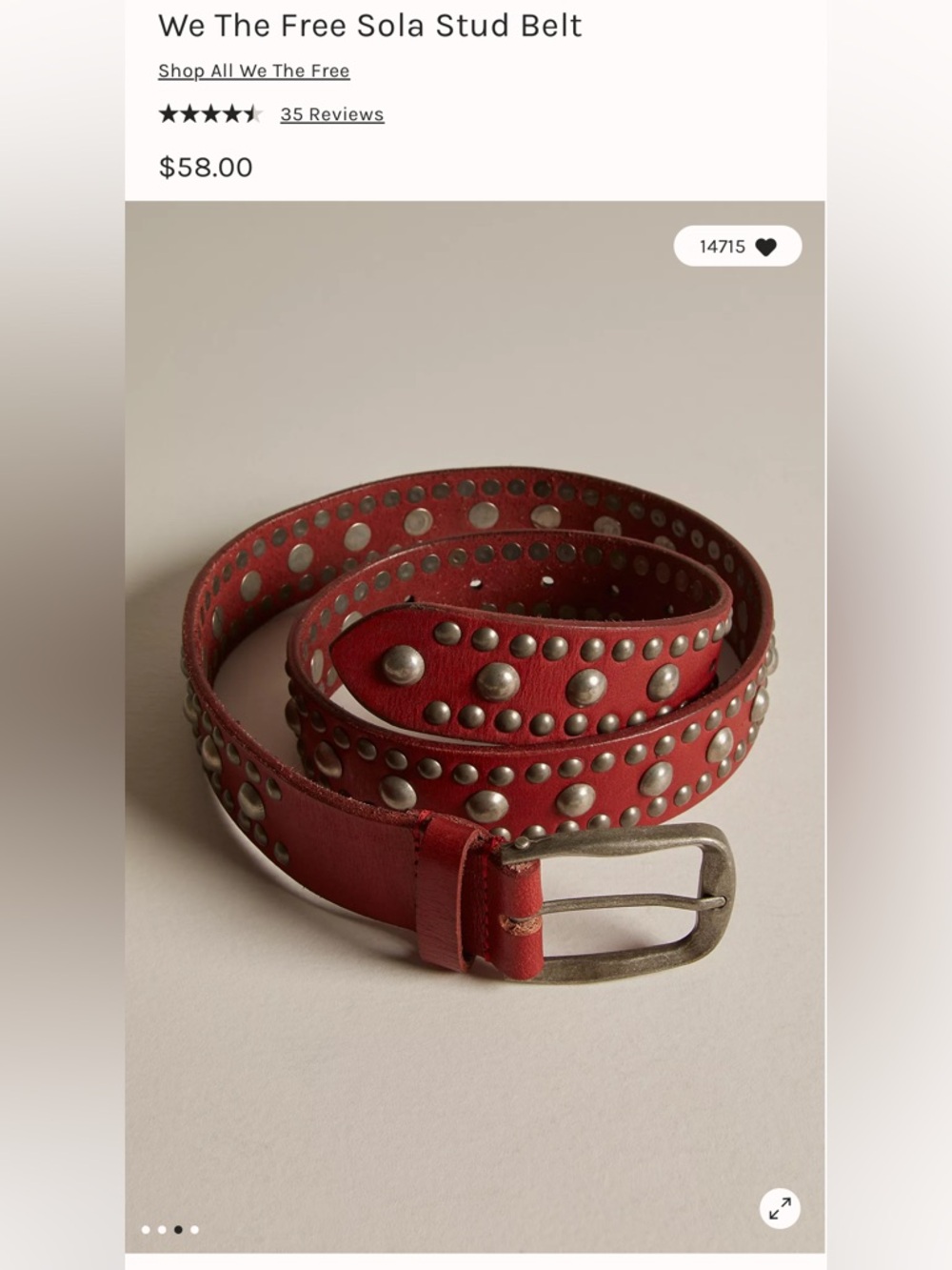 We The Free Sola Stud Belt L/XL